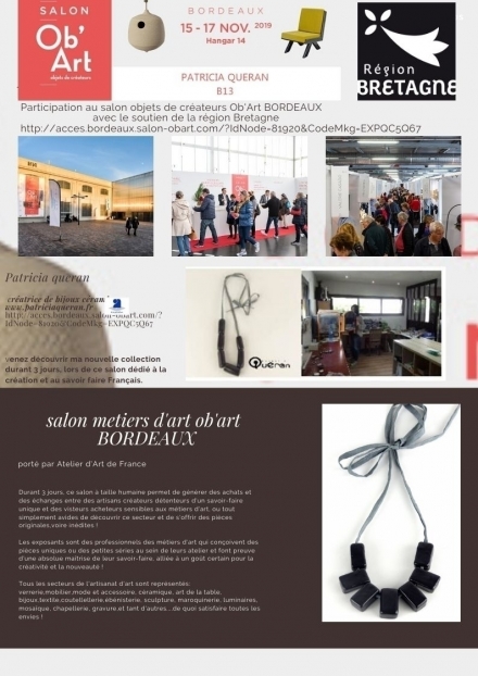 salon Ob'Art bordeaux 2019 -  BIJOUX  PATRICIA QUERAN 